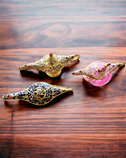 Magische Lamp van Aladdin met Graveeroptie - Roze Variant, verweven met goud