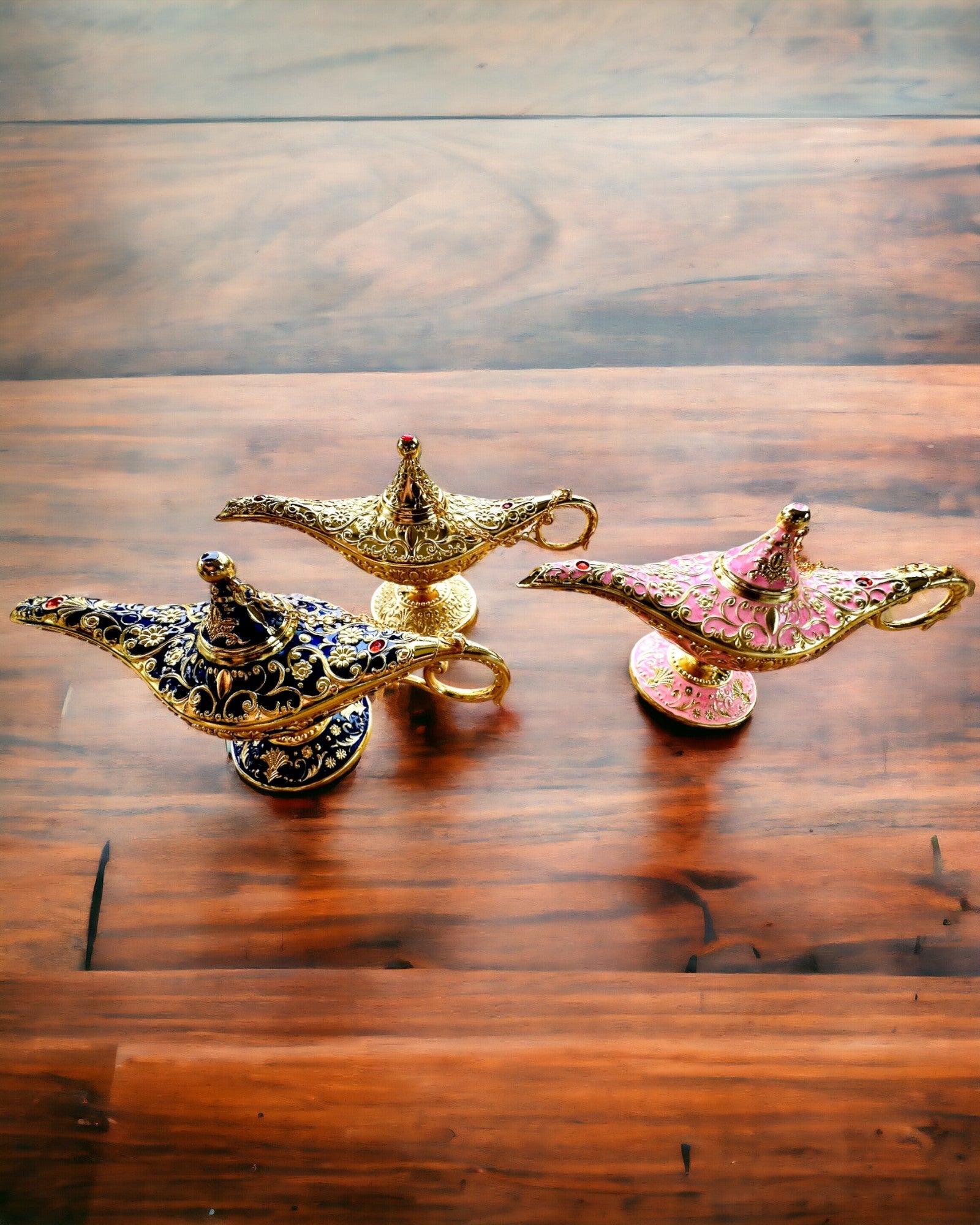 Magische Lamp van Aladdin met Graveeroptie - Roze Variant, verweven met goud