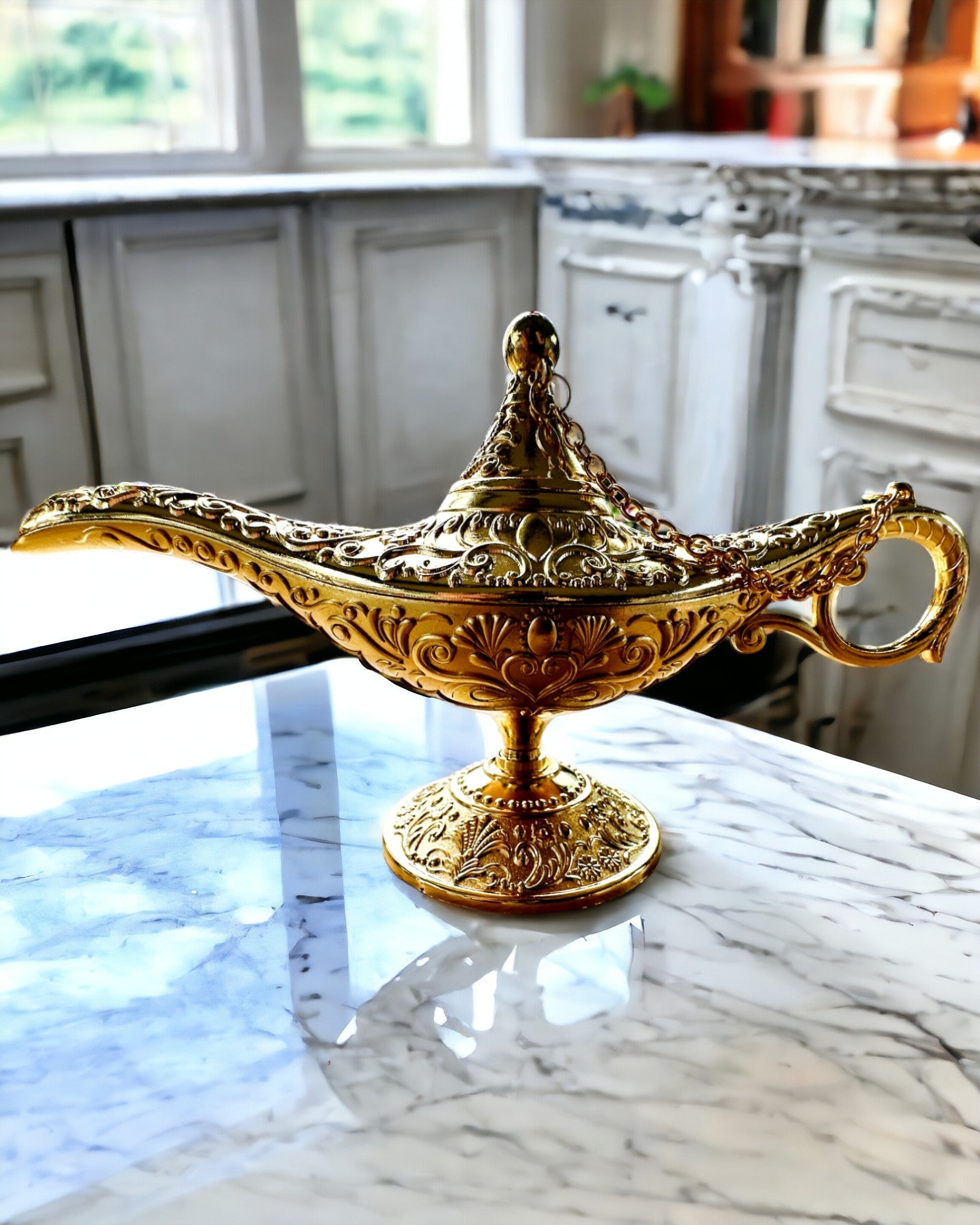 Magische Lamp van Aladdin met Graveeroptie - Klassieke Gouden Variant, verweven