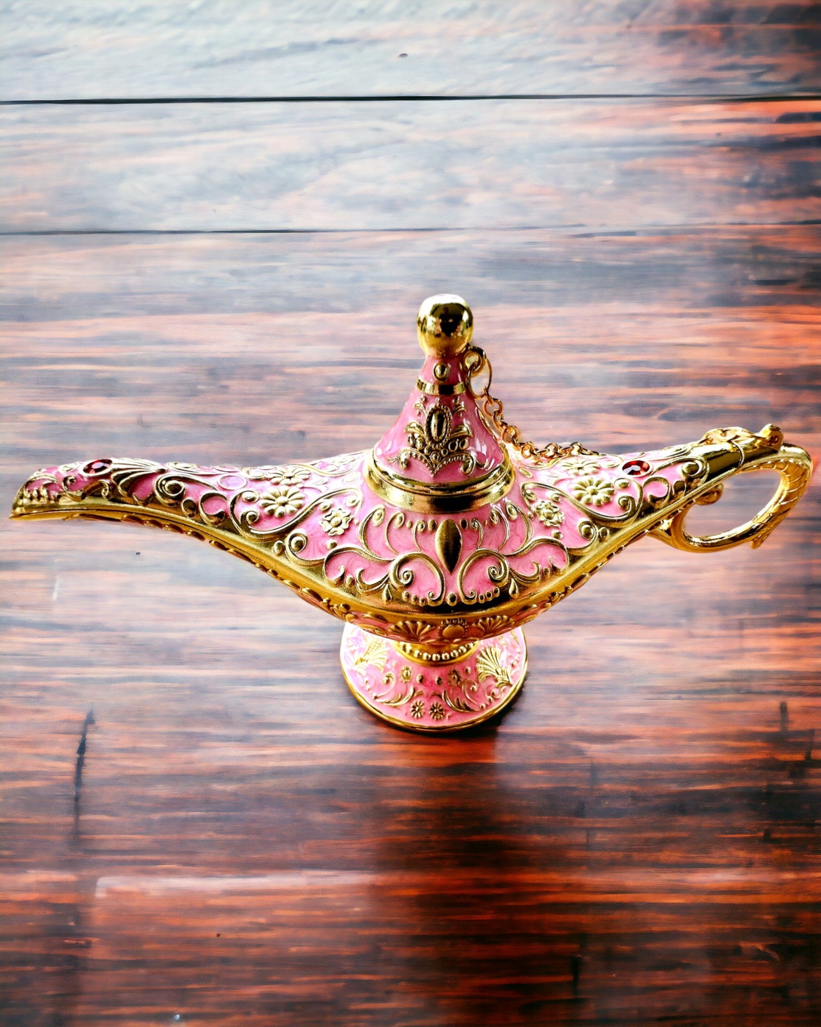 Magische Lamp van Aladdin met Graveeroptie - Roze Variant, verweven met goud