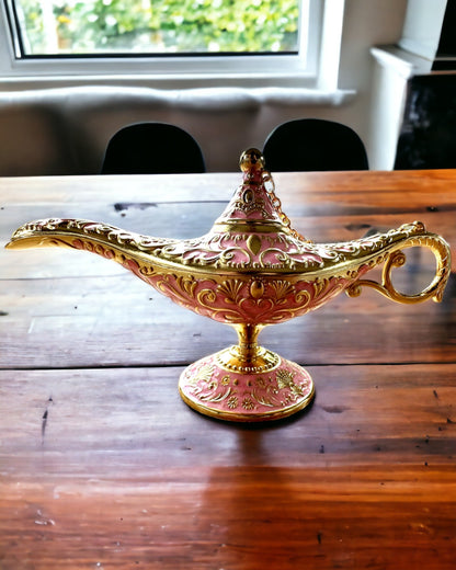 Magische Lamp van Aladdin met Graveeroptie - Roze Variant, verweven met goud