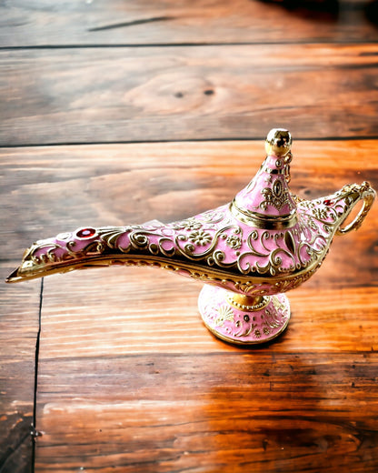 Magische Lamp van Aladdin met Graveeroptie - Roze Variant, verweven met goud