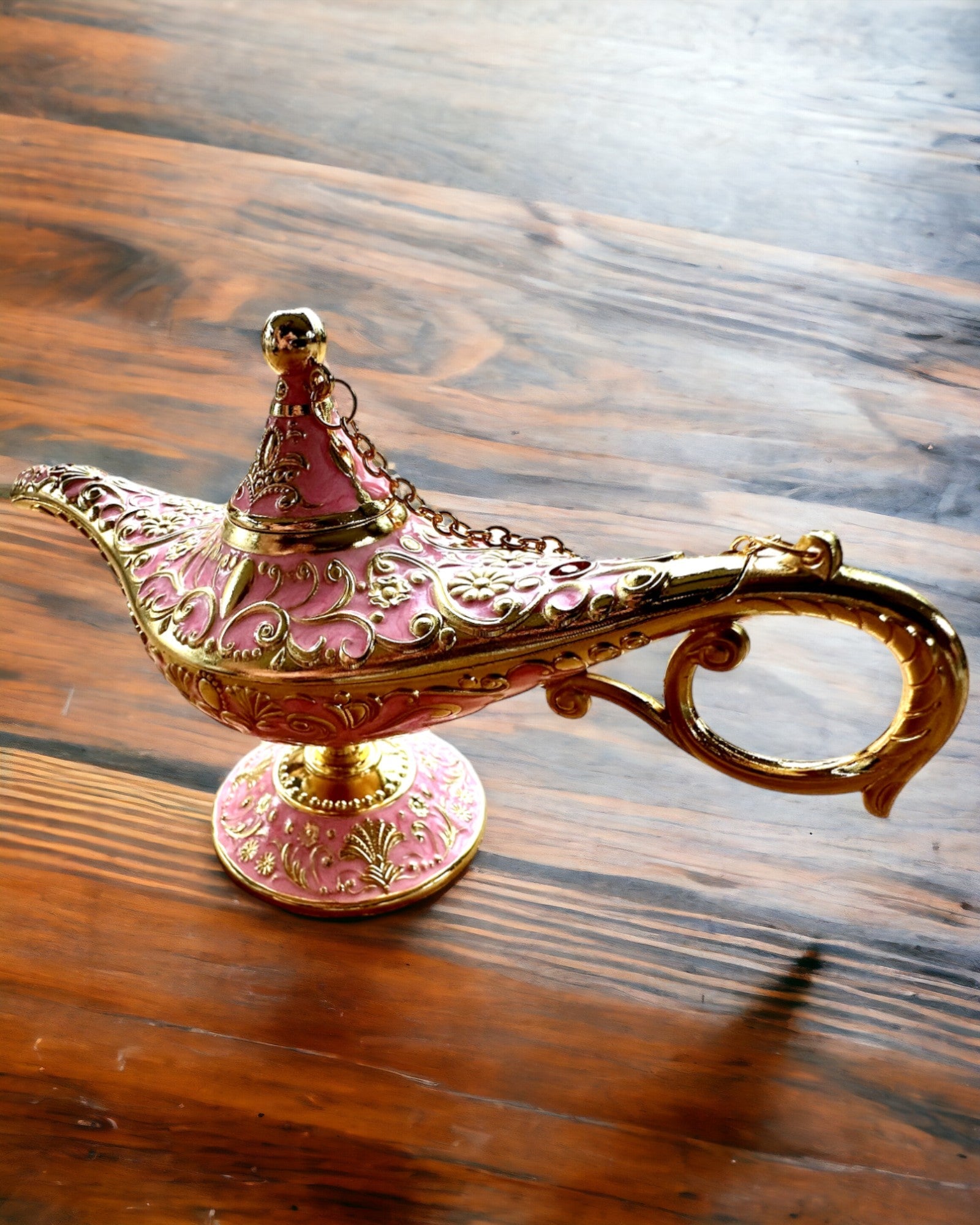 Magische Lamp van Aladdin met Graveeroptie - Roze Variant, verweven met goud