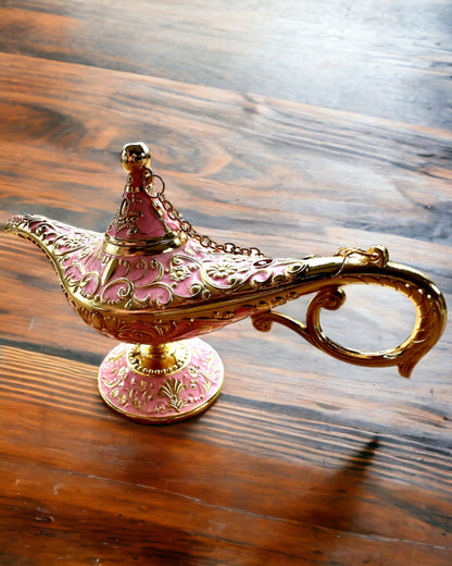 Magische Lamp van Aladdin met Graveeroptie - Roze Variant, verweven met goud