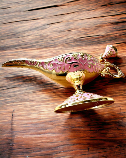 Magische Lamp van Aladdin met Graveeroptie - Roze Variant, verweven met goud