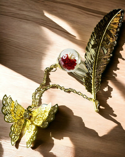 Creatieve Metalen Boekenlegger Retro Vintage Boekenlegger - Veer en Vlinder in Barokstijl