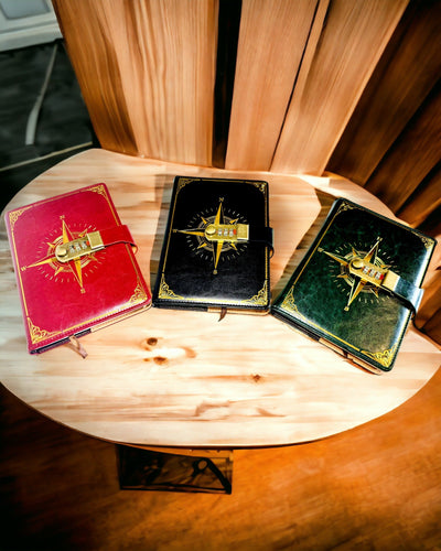 Notitieboek Premium met Cijferslot A5 - Vintage Stijl met Kompas, Japans Design, Kantoorartikelen voor Studenten en Bedrijven. Personalisatie met Gravure