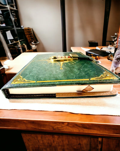 Notitieboek Premium met Cijferslot A5 - Vintage Stijl met Kompas, Japans Design, Kantoorartikelen voor Studenten en Bedrijven. Personalisatie met Gravure