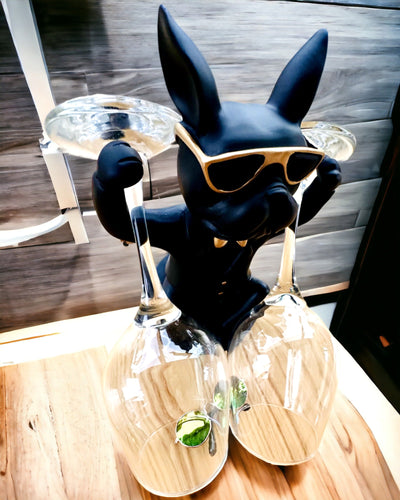 Figurka Bulldog Elegance - Exclusieve wijnglashouder, mogelijkheid tot personalisatie met gravure