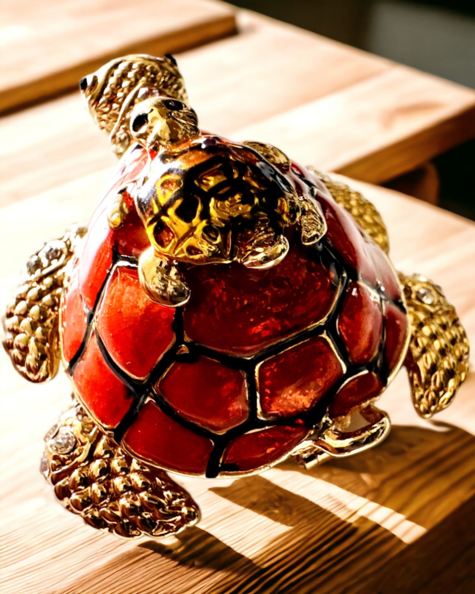 Sieradendoosje "Schildpaddenfamilie" - kleur oranje, personalisatie met gravure