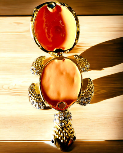 Sieradendoosje "Żółwiowa Rodzinka" - kleur groen, personalisatie met gravure