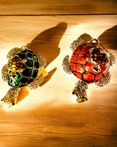 Sieradendoosje "Żółwiowa Rodzinka" - kleur groen, personalisatie met gravure