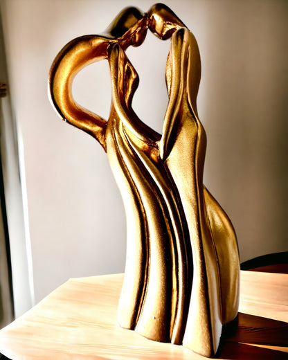 Rzeźba Miłości - "Wieczna Pasja" - Kleine Decoratieve Beeldje in Gouden Kleur met Graveeroptie