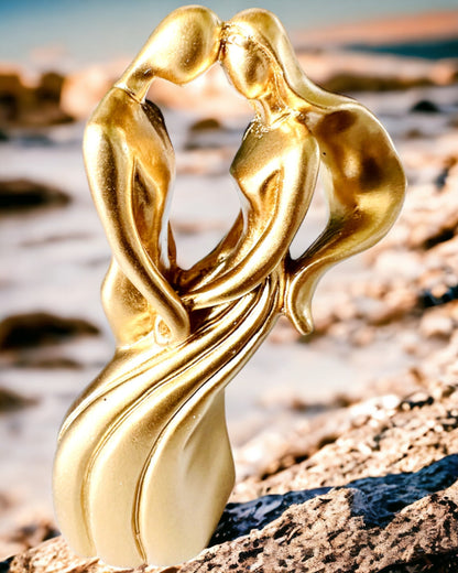 Rzeźba Miłości - "Wieczna Pasja" - Kleine Decoratieve Beeldje in Gouden Kleur met Graveeroptie