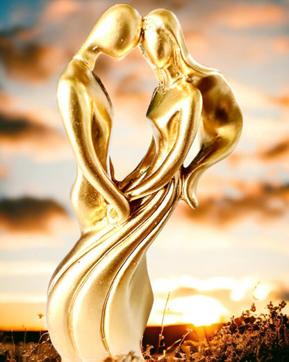 Rzeźba Miłości - "Wieczna Pasja" - Kleine Decoratieve Beeldje in Gouden Kleur met Graveeroptie