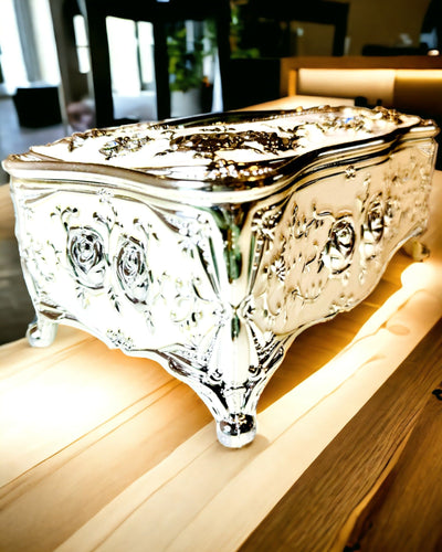 Doosje voor Tissues met Rozenpatroon - Elegante Toevoeging aan het Interieur, wit