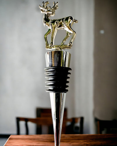 Exclusieve Metalen Wijnstopper met Hert - Elegant en Functioneel, mogelijkheid tot personalisatie met gravure