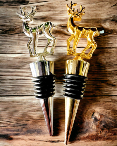 Exclusieve Metalen Wijnstopper met Hert - Elegant en Functioneel, mogelijkheid tot personalisatie met gravure