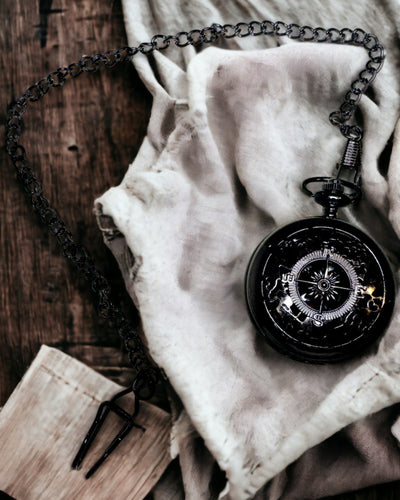 Kompas in zakhorloge-stijl "Navigator" - Kleur donker metaal