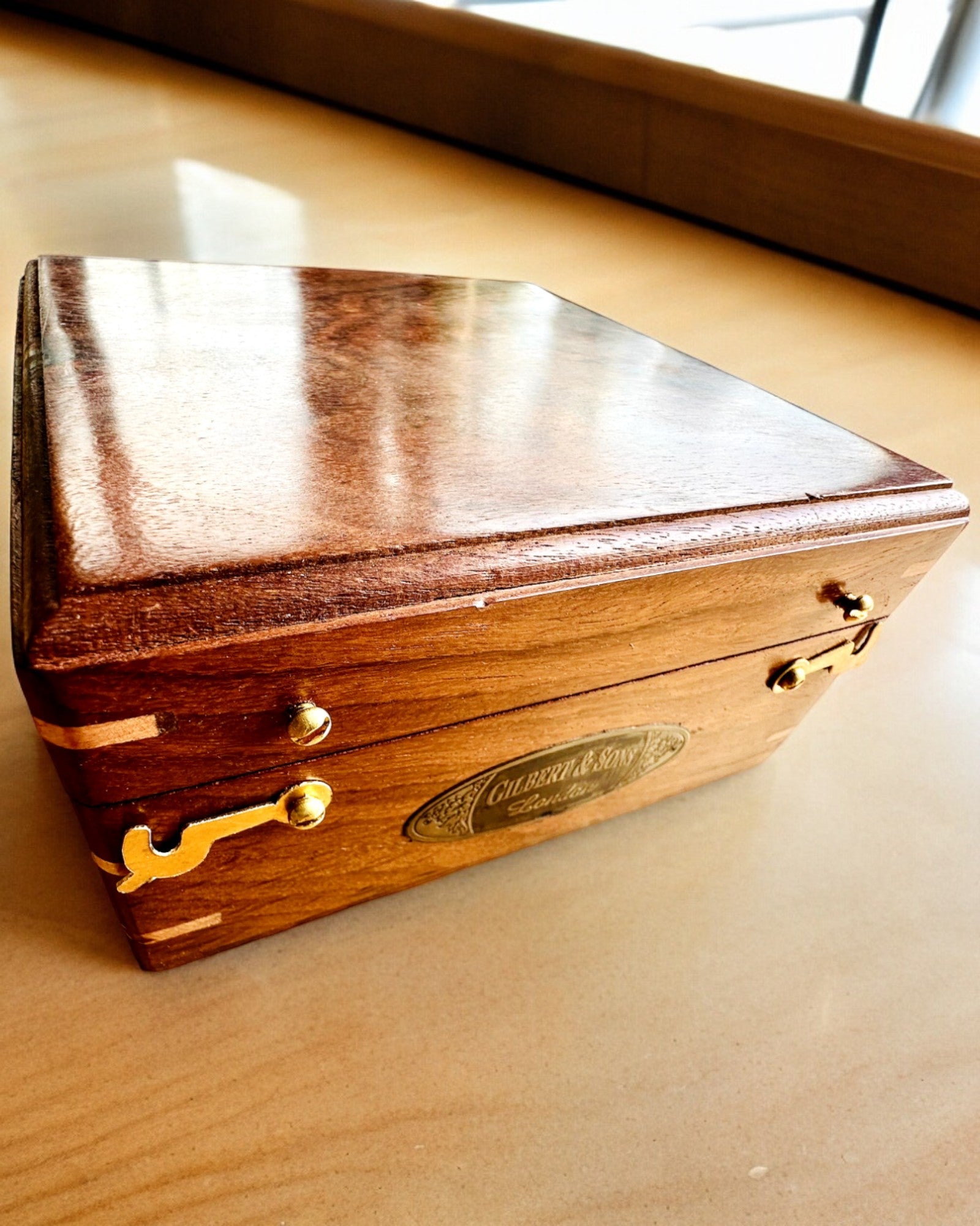 Grote Houten Doos voor Kompas "Gilbert & Sons" met Gravure Optie