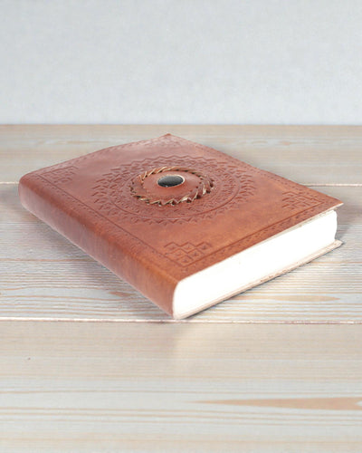 Umbra Mandala – Leren Notitieboek met Zwarte Onyx