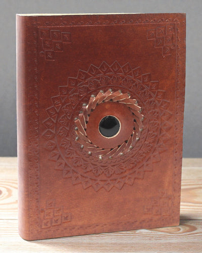 Umbra Mandala – Leren Notitieboek met Zwarte Onyx