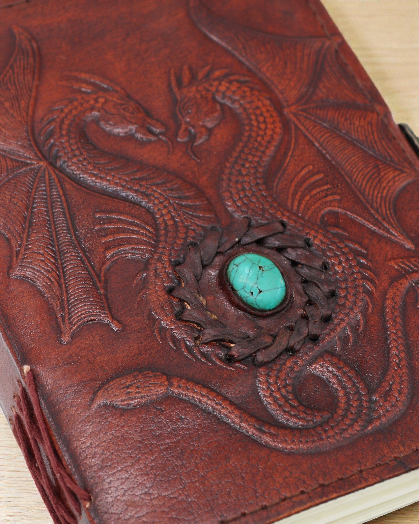 Leren notitieboek Twee Draken Arcana – esoterisch dagboek 17,5 × 12,5 cm