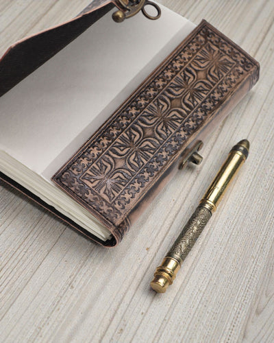 Lotusmandala - esoterisch notitieboek - antiekgrijs - 200 pagina's - gestikte rand - 17.5x12.5x3cm