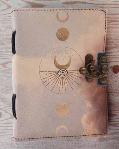 Leren notitieboek Maanfasen Luna Mystica – 13 × 18 cm