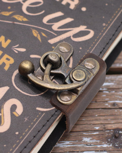 Leren bedrukt notitieboek – Geef je dromen nooit op -  17.8×12.7 cm