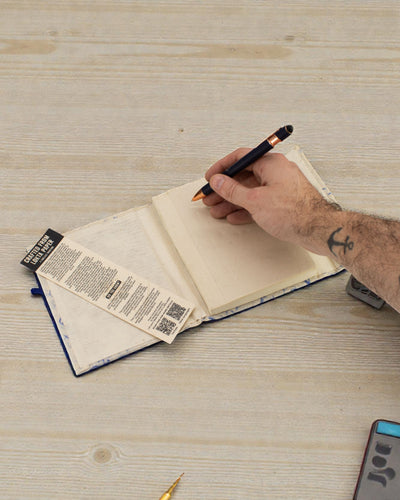 Middelgroot notitieboekje Lokta, blauw katoen (15 x 12 cm) – 45 vellen