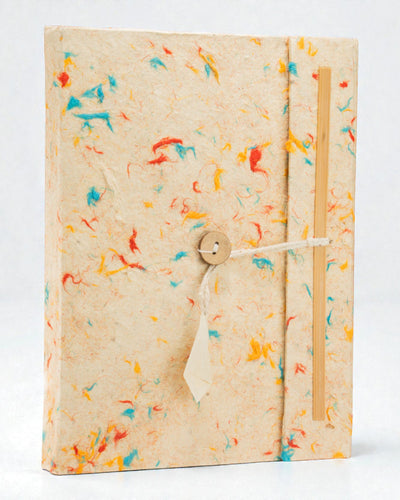 Groot Lokta notitieboek van katoen in gemengde kleuren (21x15cm) - 45 vellen - inclusief bladwijzer