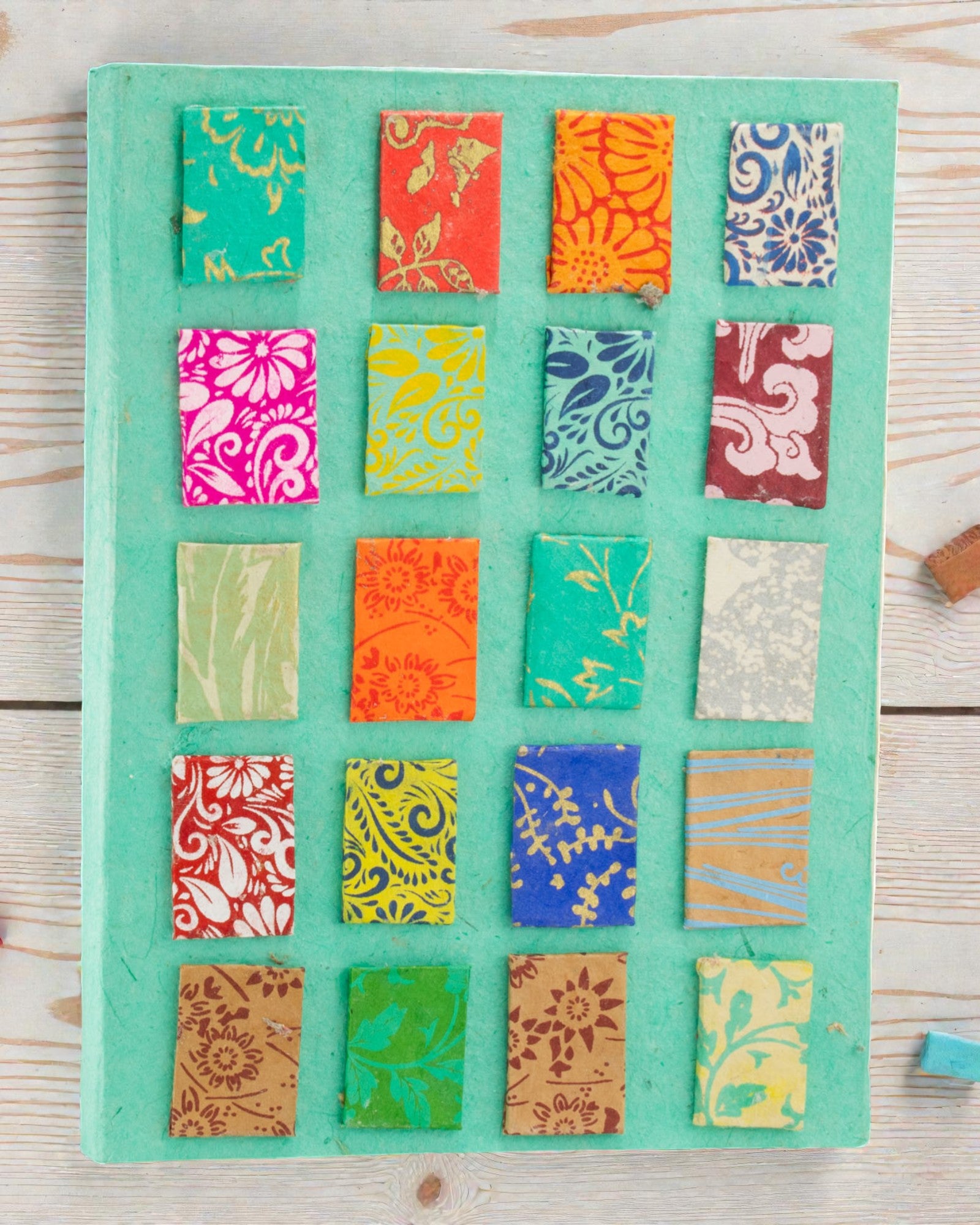 Lokta minitegels notitieboek – Groot (21x15cm) – 45 bladen – Inclusief notitiebladwijzer – Blauwgroen