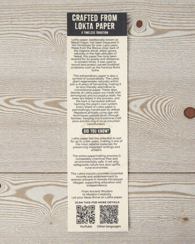 Middelgroot Lokta-notitieboekje met gebedsinspiraties – gebedsvlaggen (45 blaadjes, 15 x 12 cm)