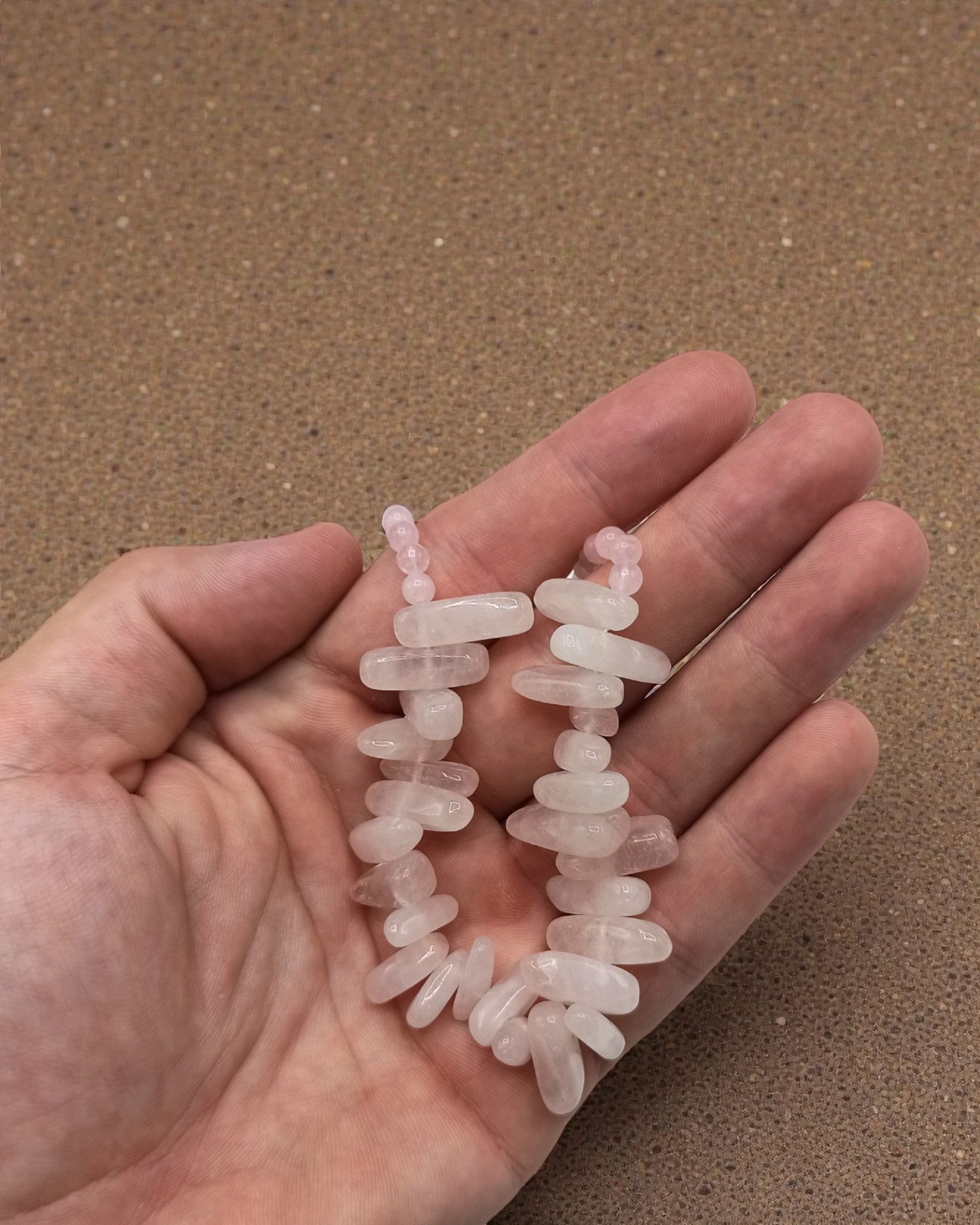 Longstone edelsteenketting - rozenkwarts