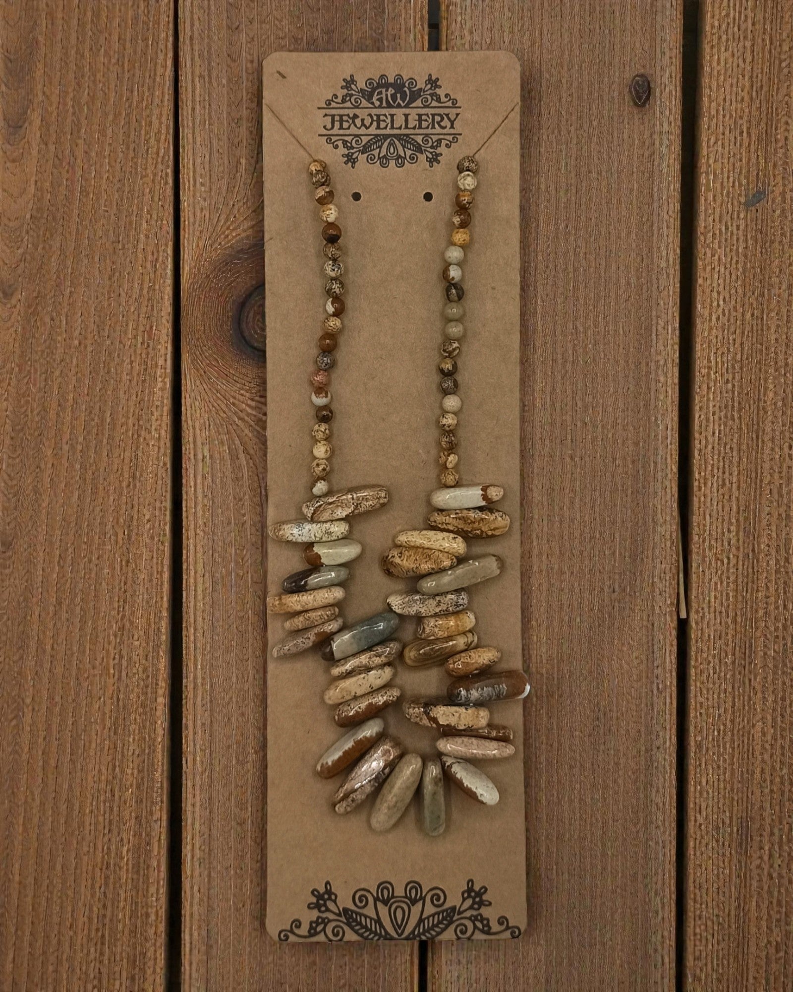 Longstone edelsteen halsketting - kaartsteen