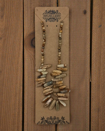 Longstone edelsteen halsketting - kaartsteen