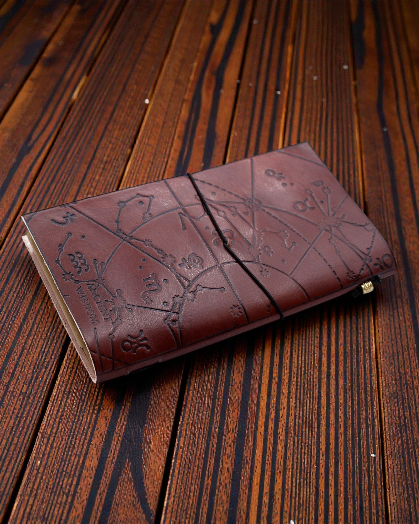 Mijn wensenlijst-dagboek – handgemaakt bruin leren notitieboek 22 × 12 × 1,5 cm, 80 pagina's