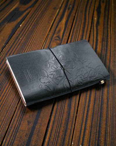 Met de hand gemaakt leren notitieboek Groene Wijsheid – Levensboom (80 pagina's)