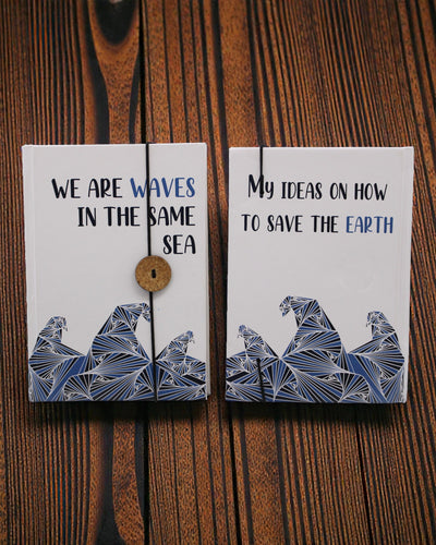 Waves Together – klein notitieboekje met bandje en kokosknop 18 × 12,5 cm, 200 pagina’s