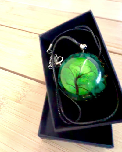 "Malachiet Amulet van het Leven" - ketting met de mogelijkheid voor personalisatie met gravure als cadeau