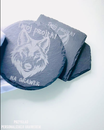 Onderzetter voor koffie, thee van Natuurlijke Steen met Gepersonaliseerde Gravure – Vierkant, cirkel, zeshoek, 10 cm