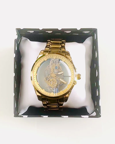 Heren Sporthorloge met Dubbelzijdig, Transparant Kwartsmechanisme en Aluminium Armband – Ideaal als Cadeau. Personalisatie met Gravure