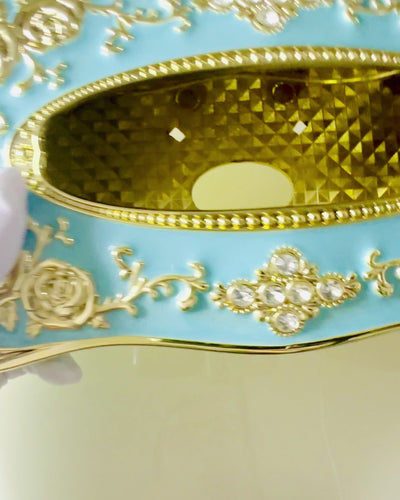 Luxe Doos voor Zakdoekjes met Ingeprent Rozenpatroon en Elegante Handvatten