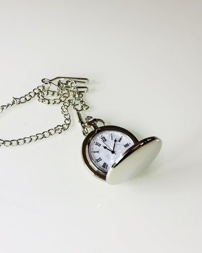 Klassieke Zakhorloge met Romeinse Cijfers en Ketting, Kwarts, Stalen Glans - zilverkleurig