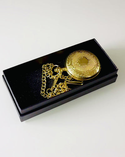Goudkleurig Vintage Zakhorloge met Gravures – Elegant Herenaccessoire, Perfect Cadeau-idee