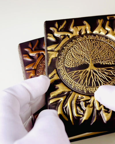 Vintage Dagboek "Levensboom" A6 - Elegante Geperste Kunstleren Omslag, 100 Pagina's