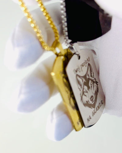 Ketting met Dog Tag "Drie Tintjes Stijl" - Identiteitsplaatje - Elegante Hanger van Roestvrij Staal met Gravure Optie