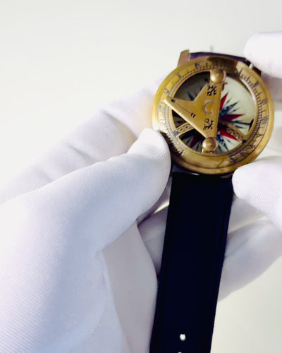 Zonnewijzer met Kompas - Handgemaakt, Authentiek Ambacht, mogelijkheid tot graveren