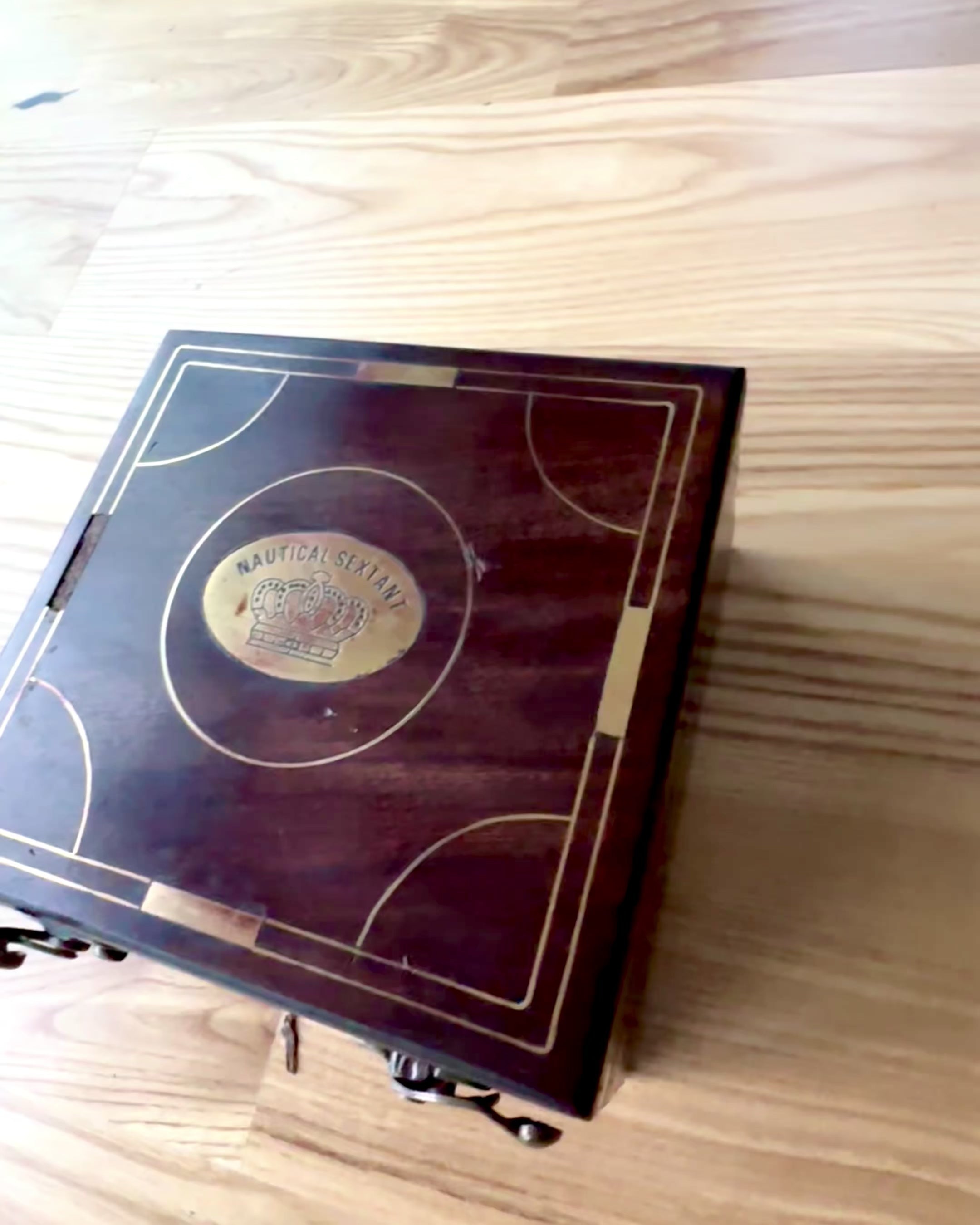 Grote Houten Doos voor Sextant of premium kompas "Mariner's Legacy" met Gravure Optie